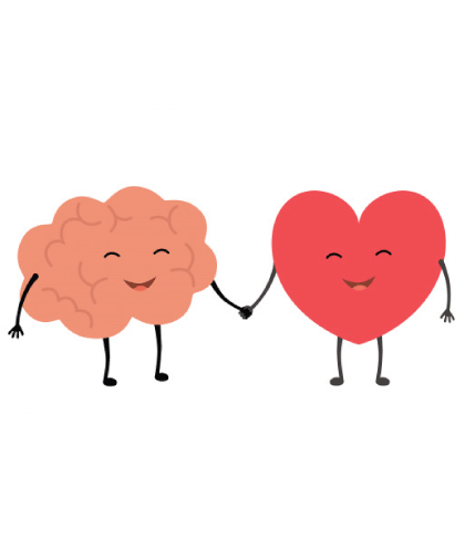 Ilustration d'un coeur et d'un cerveau sous forme de personnage